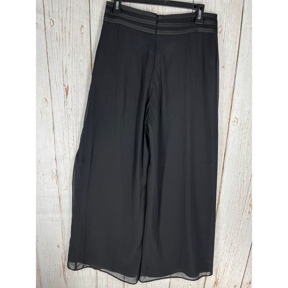 JS COLLECTIONS High Waist Pants Size 8 Black Overlay Layered Wide Leg Whimsigoth - Picture 2 of 5